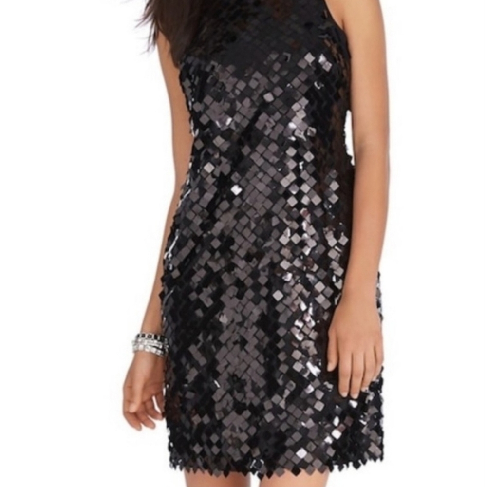 White House Black Market square sequins party shift mini dress